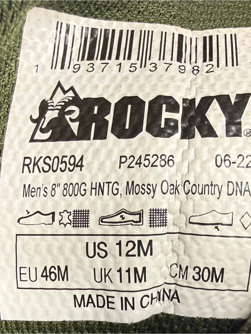 Rocky Lynx Mossy Oak Country DNA Waterproof 800G Insulated Boots Size 12M NWOB
